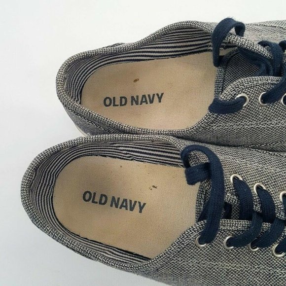 Old Navy Men's Canvas Athletic Boat Shoes Denim Chambray Lace Up Size 9 Gray - Picture 9 of 10